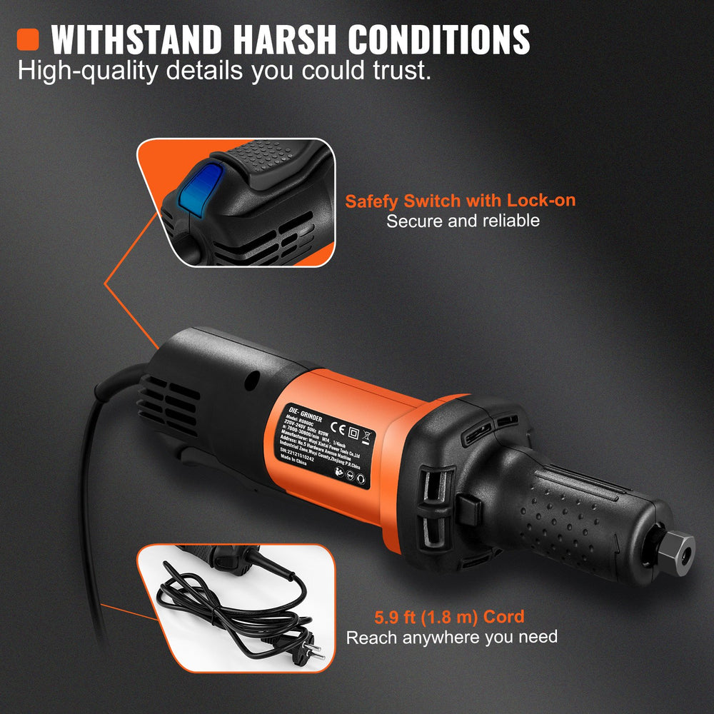 VEVOR Die Grinder 6.4 mm Heavy Duty Straight Die Grinder 30000RPM 6 Variable Speed