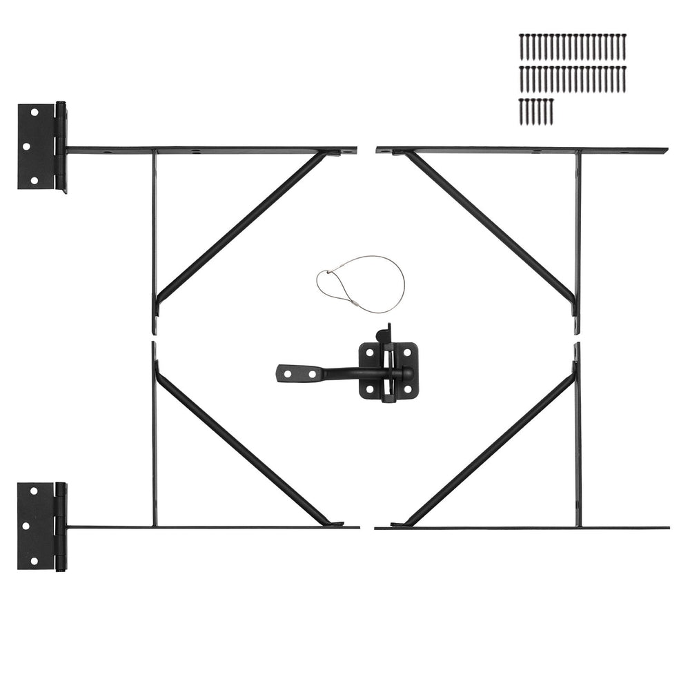 VEVOR Gate Corner Brace Bracket, Anti Sag Gate Frame Hardware Kit, Gate Frame Brace Bracket with Latch Lock, Latch Lock Rope, for Shed Doors, Corral Gates, Driveway Gates, Stable Gates, Iron, Black
