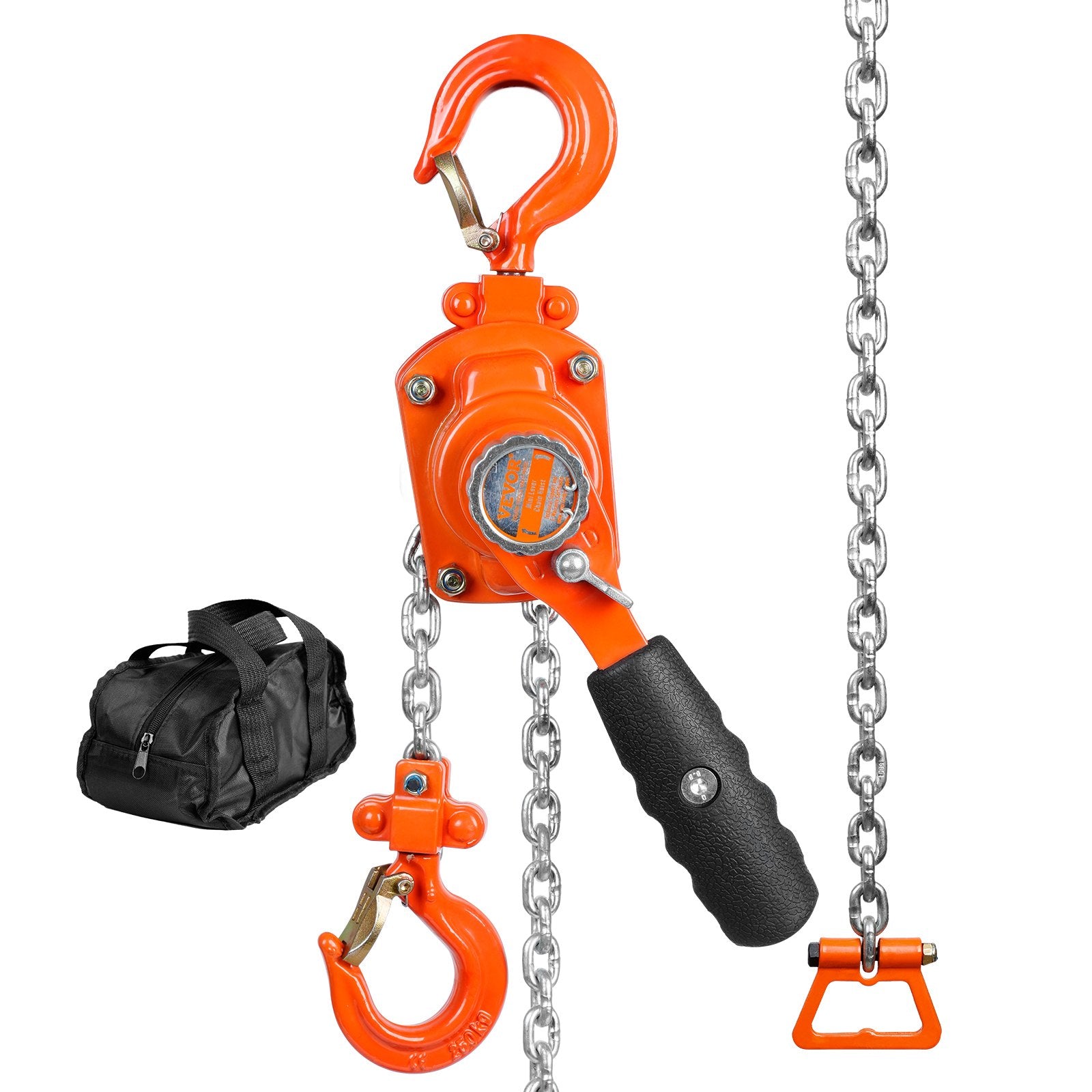 VEVOR Manual Lever Chain Hoist, 1/4 Ton 250 kg Capacity 3.05m Come Along, G80 Galvanized Carbon Steel with Weston Double-Pawl Brake, Auto Chain Leading & 360° Rotation Hook, for Garage Factory Dock