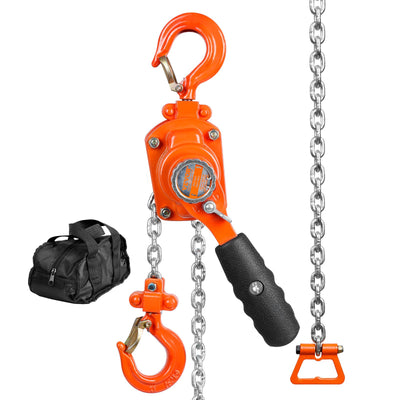 VEVOR Manual Lever Chain Hoist, 1/4 Ton 250 kg Capacity 3.05m Come Along, G80 Galvanized Carbon Steel with Weston Double-Pawl Brake, Auto Chain Leading & 360° Rotation Hook, for Garage Factory Dock