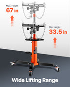 VEVOR Transmission Jack 1100 lbs 2-Stage Hydraulic High Lift Vertical Telescopic