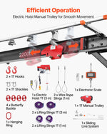 VEVOR Adjustable Gantry Crane, 997.9 kg Capacity, Portable Shop Lift Hoist with 243-363 cm Height Adjustable, Manual Trolley, Electrical Hoist, Sling, Shackles, Hook, for Factory Warehouse Auto Repair