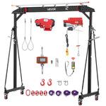VEVOR Adjustable Gantry Crane, 997.9 kg Capacity, Portable Shop Lift Hoist with 243-363 cm Height Adjustable, Manual Trolley, Electrical Hoist, Sling, Shackles, Hook, for Factory Warehouse Auto Repair