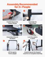 VEVOR Adjustable Gantry Crane, 997.9 kg Capacity, Portable Shop Lift Hoist with 2430-3630 mm Height Adjustable, Locking Wheels, Steel Construction, for Factory, Warehouse, Auto Repair, Frame Only