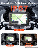 VEVOR 7 Inch Wireless Motorcycle Carplay with Apple Carplay & Android Auto, HD Touchscreen GPS Navigation System with Voice Control, Dual Bluetooth, Siri & Google Assistant, IP67 - Fit All Motorcycles