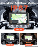 VEVOR 5 Inch Wireless Motorcycle Carplay with Apple Carplay & Android Auto, HD Touchscreen GPS Navigation System with Dual Bluetooth, Siri/Google Voice Assistant, IP67, Compatible with BMW Motorcycles