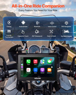 VEVOR 7 Inch Wireless Motorcycle Carplay with Apple Carplay & Android Auto, HD Touchscreen GPS Navigation System with Dual Bluetooth, Siri/Google Voice Assistant, IP67, Compatible with BMW Motorcycles