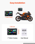 VEVOR 7 Inch Wireless Motorcycle Carplay with Apple Carplay & Android Auto, HD Touchscreen GPS Navigation System with Dual Bluetooth, Siri/Google Voice Assistant, IP67, Compatible with BMW Motorcycles