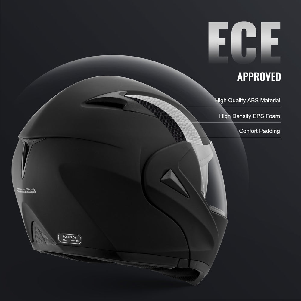 VEVOR Motorcycle Helmet, Unmasked, Smart Street ABS & High Density Helmet with Bluetooth Slot & Interchangeable Lens, DOT Approved Comfortable Motocross Helmet, Fit for Youth & Adults