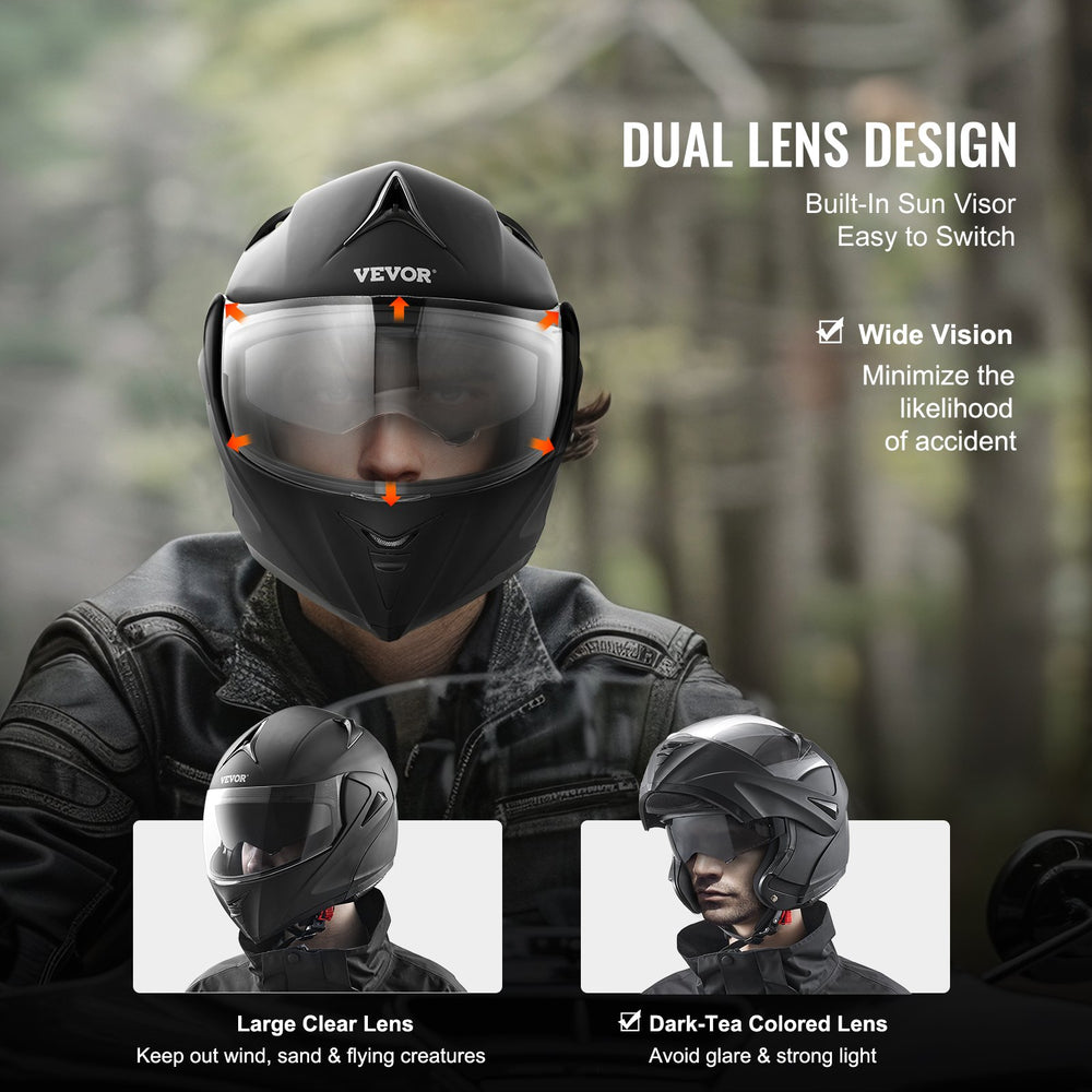 VEVOR Motorcycle Helmet, Unmasked, Smart Street ABS & High Density Helmet with Bluetooth Slot & Interchangeable Lens, DOT Approved Comfortable Motocross Helmet, Fit for Youth & Adults
