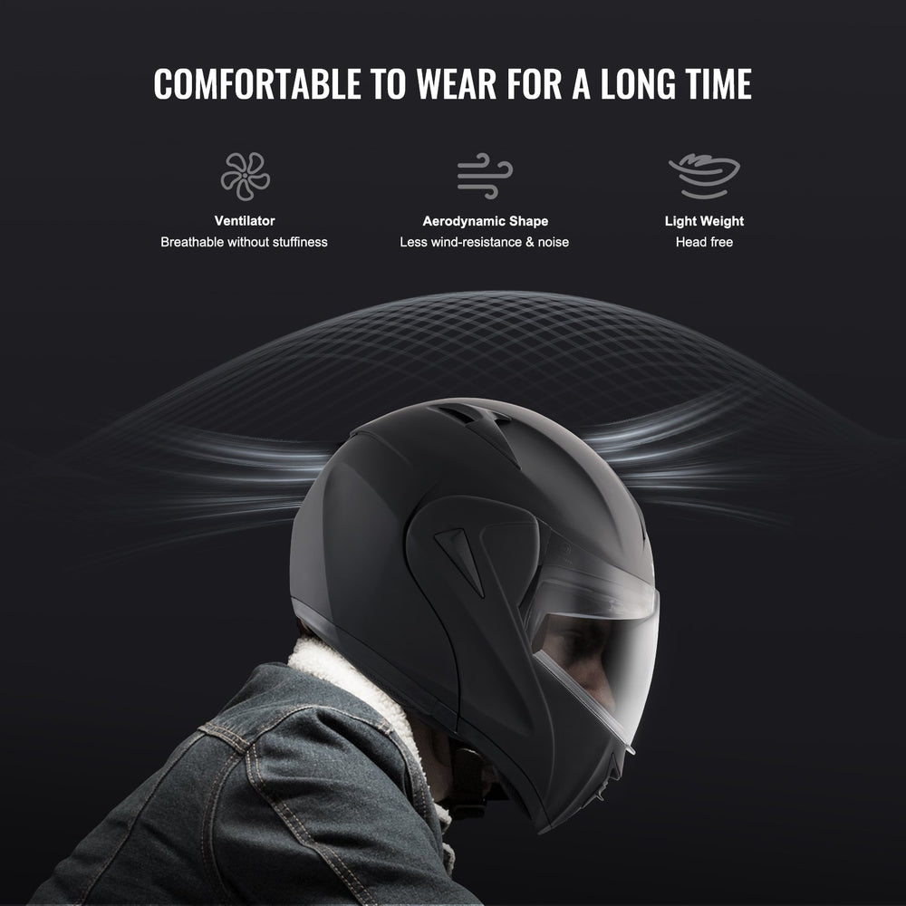 VEVOR Motorcycle Helmet, Unmasked, Smart Street ABS & High Density Helmet with Bluetooth Slot & Interchangeable Lens, DOT Approved Comfortable Motocross Helmet, Fit for Youth & Adults