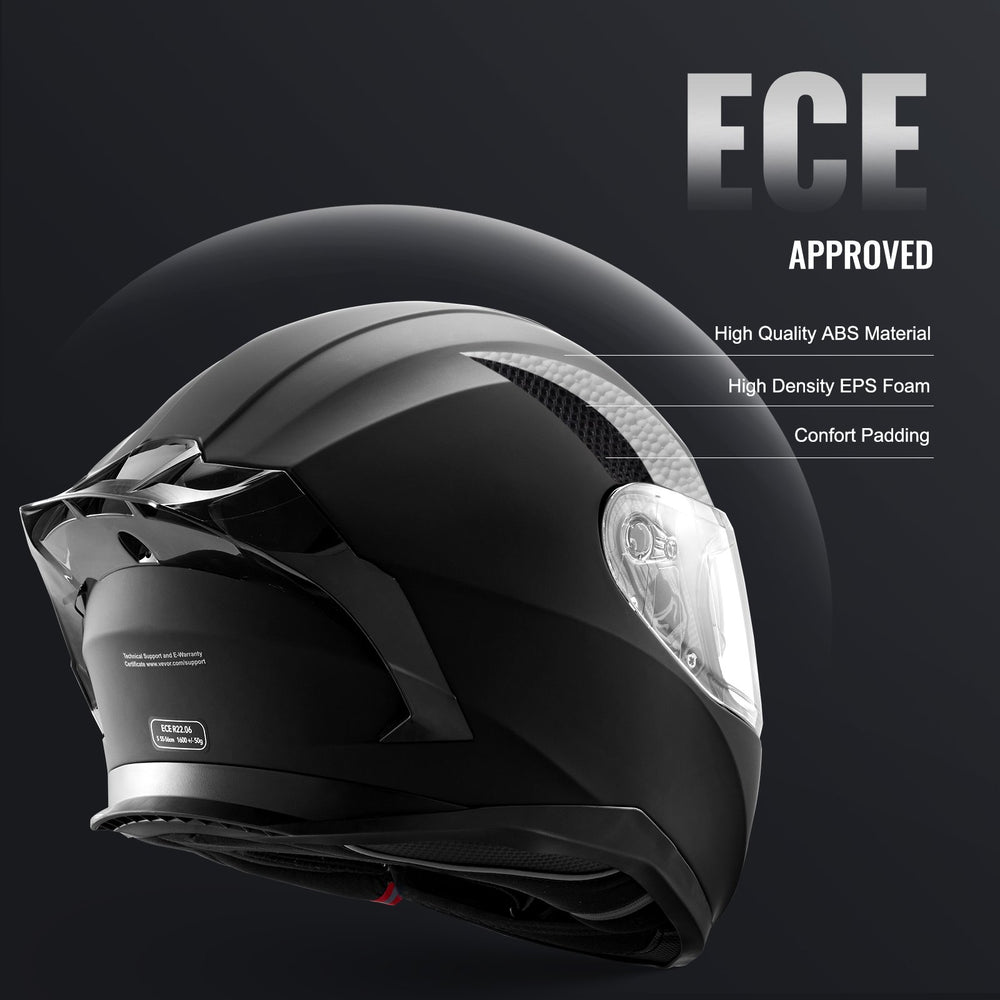 VEVOR Motorcycle Helmet, Full Face, Smart Street ABS & High Density Helmet with Bluetooth Slot & Interchangeable Lens, DOT Approved Comfortable Motocross Helmet, Fit for Youth & Adults