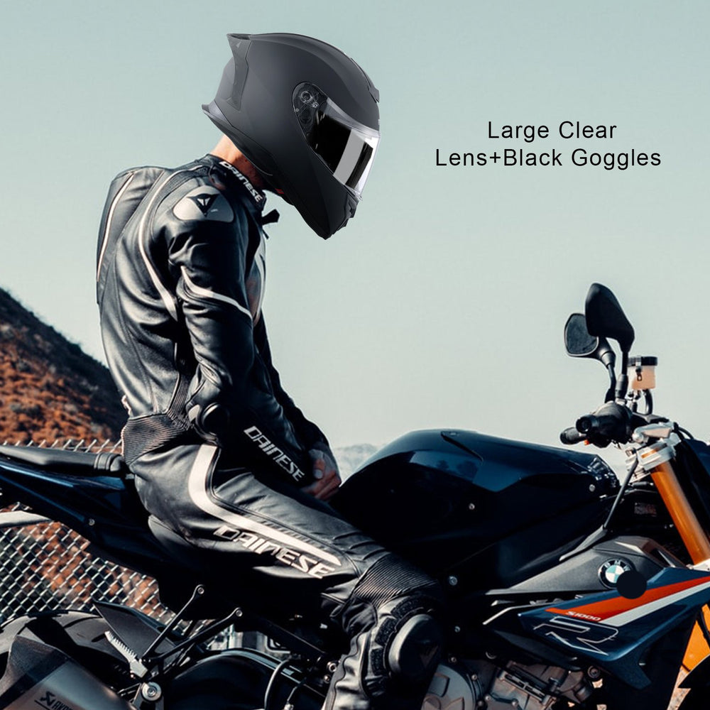 VEVOR Motorcycle Helmet, Full Face, Smart Street ABS & High Density Helmet with Bluetooth Slot & Interchangeable Lens, DOT Approved Comfortable Motocross Helmet, Fit for Youth & Adults