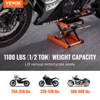 VEVOR Motorcycle Scissor Jack Lift 499.5 kg Wide Deck Hoist Stand for ATVs Bike