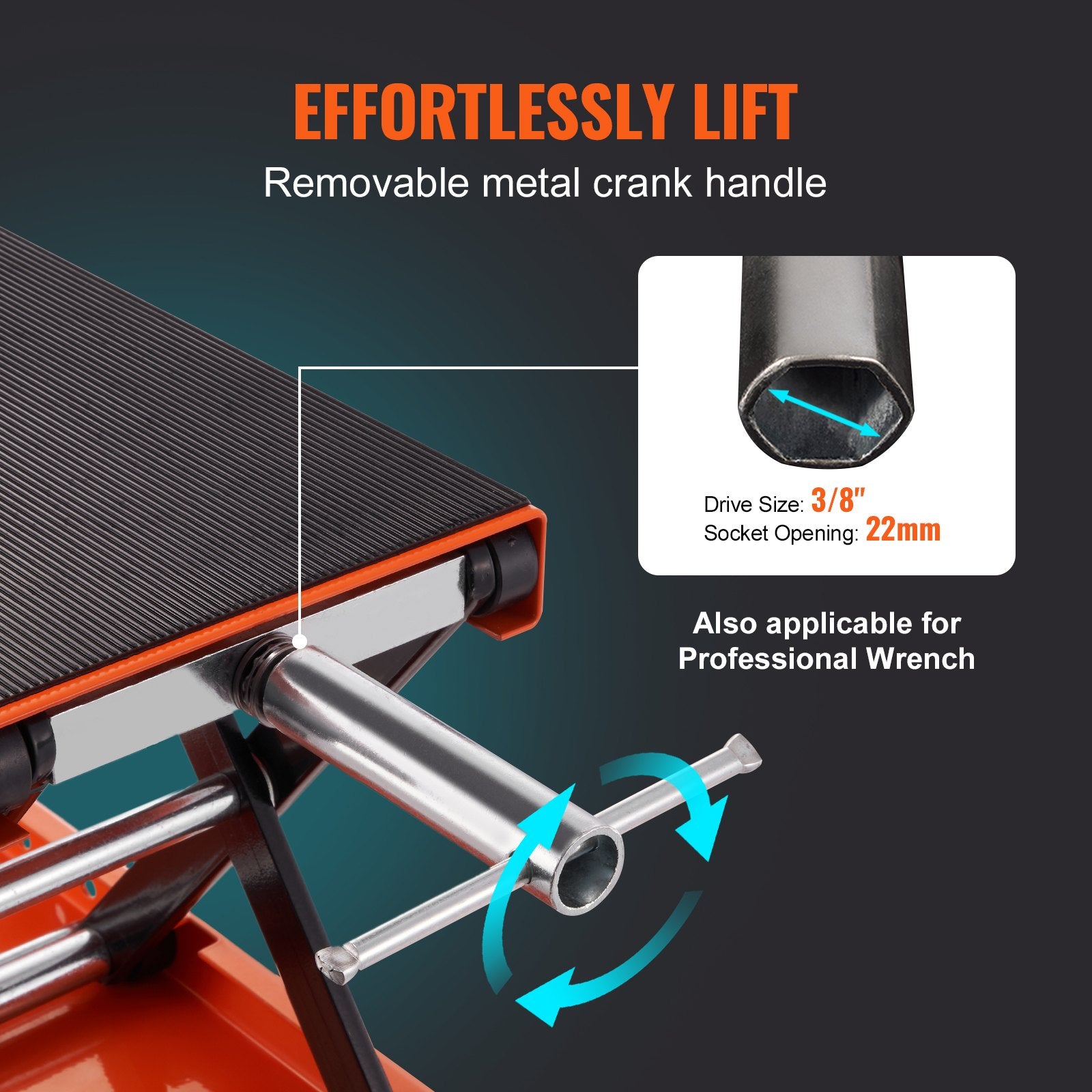 VEVOR Motorcycle Scissor Jack Lift 499.5 kg Wide Deck Hoist Stand for ATVs Bike