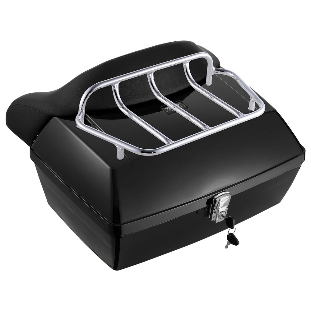 VEVOR Motorcycle Top Case, Universal Durable PP Material Motorbike Tail Box with Reflective Panel, 48L Waterproof Detachable Motorcycle Top Box with Multi-Hole Base, Fit for 99% of Motorcycle Frames