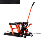 VEVOR Motorcycle Lift, 1500lbs Weight Capacity, Hydraulic & Pneumatic Motorcycle Jack, 4.1-15 in Height Range, Heavy Duty Bike Repair Stand with Removable Ramp with 2 Casters for ATVs, Dirt Bike