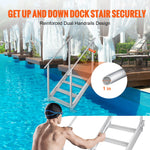 VEVOR Dock Ladder 4 Step, Dock Stairs 30''-38'' Adjustable Height, 500 lbs Load Capacity, Aluminum Pontoon Boat Ladder with Dual Handrails & Anti-Slip Design Pedal for Ship/Lake/Pool/Marine Boarding