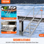 VEVOR Aluminum Dock Ladder Boat Dock Ladder 43-51in/109.2-129.5 cm Height Adjustable 6 Steps