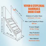 VEVOR Aluminum Dock Ladder Boat Dock Ladder 43-51in/109.2-129.5 cm Height Adjustable 6 Steps