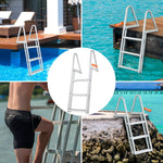 VEVOR Dock Ladder, Removable 3 Steps, 350 lbs Load Capacity, Aluminum Alloy Pontoon Boat Ladder with 4'' Wide Step & Anti-Slip Design Pedal, Easy to Install for Ship/Lake/Pool/Marine Boarding