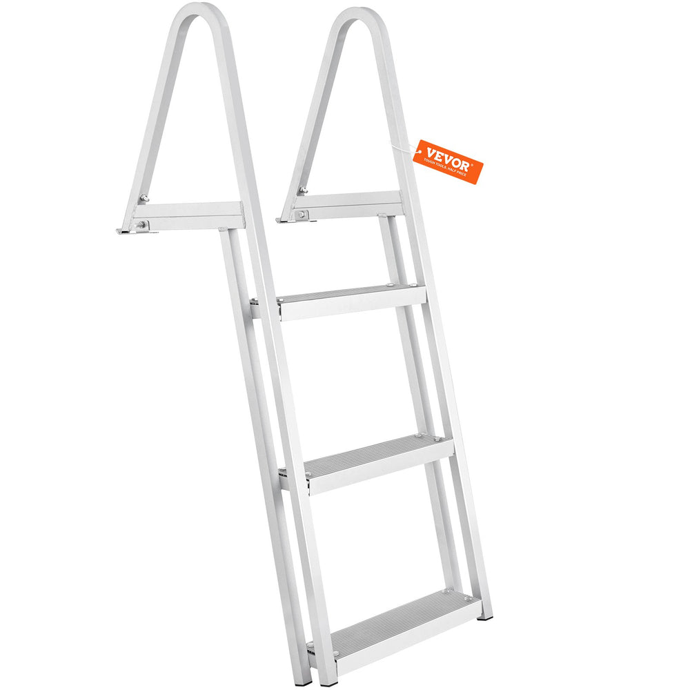 VEVOR Dock Ladder, Removable 3 Steps, 350 lbs Load Capacity, Aluminum Alloy Pontoon Boat Ladder with 4'' Wide Step & Anti-Slip Design Pedal, Easy to Install for Ship/Lake/Pool/Marine Boarding