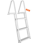 VEVOR Dock Ladder, Removable 3 Steps, 350 lbs Load Capacity, Aluminum Alloy Pontoon Boat Ladder with 4'' Wide Step & Anti-Slip Design Pedal, Easy to Install for Ship/Lake/Pool/Marine Boarding