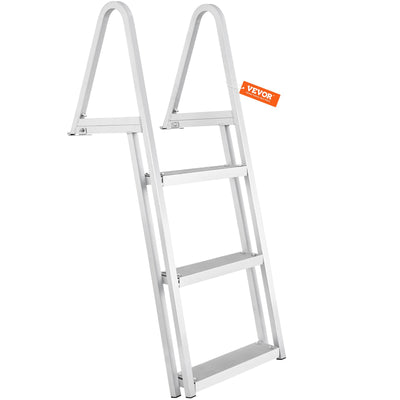 VEVOR Dock Ladder, Removable 3 Steps, 350 lbs Load Capacity, Aluminum Alloy Pontoon Boat Ladder with 4'' Wide Step & Anti-Slip Design Pedal, Easy to Install for Ship/Lake/Pool/Marine Boarding