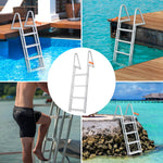 VEVOR Dock Ladder, Removable 4 Steps, 350 lbs Load Capacity, Aluminum Alloy Pontoon Boat Ladder with 4'' Wide Step & Anti-Slip Design Pedal, Easy to Install for Ship/Lake/Pool/Marine Boarding