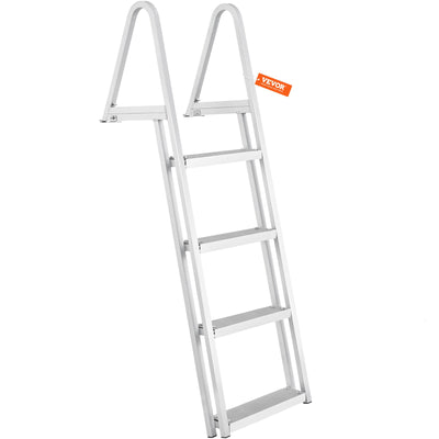 VEVOR Dock Ladder, Removable 4 Steps, 350 lbs Load Capacity, Aluminum Alloy Pontoon Boat Ladder with 4'' Wide Step & Anti-Slip Design Pedal, Easy to Install for Ship/Lake/Pool/Marine Boarding