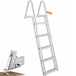 VEVOR Removable Dock Ladder 5 Steps, 350 lbs Load Capacity, Pontoon Boat Ladder with 4'' Wide Step & Nonslip Design for Ship/Lake/Pool/Marine Boarding