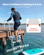 VEVOR Flip-Up Dock Ladder, 4-Step, Heavy-Duty Aluminum Alloy Pontoon Boat Swim Ladder, with Non-Slip Wide Steps, 159 kg Weight Capacity, Pull Rope Assist, Comfort Use for Lake Pool Marine Boarding