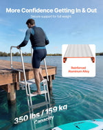 VEVOR Flip-Up Dock Ladder, 5-Step, Heavy-Duty Aluminum Alloy Pontoon Boat Swim Ladder