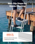 VEVOR Flip-Up Dock Ladder, 5-Step, Heavy-Duty Aluminum Alloy Pontoon Boat Swim Ladder