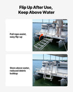 VEVOR Flip-Up Dock Ladder, 5-Step, Heavy-Duty Aluminum Alloy Pontoon Boat Swim Ladder