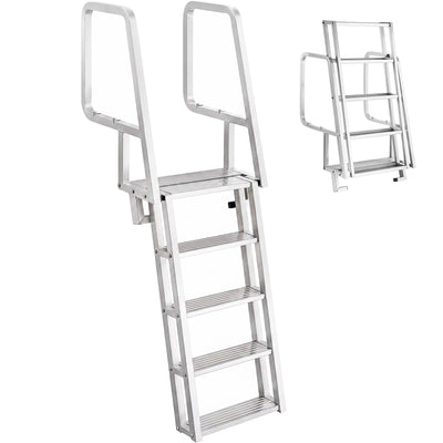 VEVOR Flip-Up Dock Ladder, 5-Step, Heavy-Duty Aluminum Alloy Pontoon Boat Swim Ladder