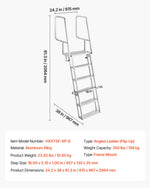 VEVOR Flip-Up Dock Ladder, 6-Step, Heavy-Duty Aluminum Alloy Pontoon Boat Swim Ladder, with Non-Slip Wide Steps, 159 kg Weight Capacity, Pull Rope Assist, Comfort Use for Lake Pool Marine Boarding