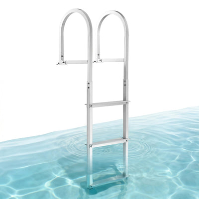 VEVOR Dock Ladder, Removable 3 Steps, 500 lbs Load Capacity, Aluminum Alloy Pontoon Boat Ladder with 3.1'' Wide Step & Anti-Slip Design Pedal, Easy to Install for Ship/Lake/Pool/Marine Boarding