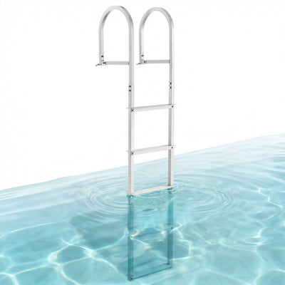 VEVOR Dock Ladder, Removable 5 Steps, 500 lbs Load Capacity, Aluminum Alloy Pontoon Boat Ladder with 3.1'' Wide Step & Anti-Slip Design Pedal, Easy to Install for Ship/Lake/Pool/Marine Boarding