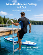 VEVOR Removable Dock Ladder, 5 Steps, Aluminum Alloy Pontoon Boat Swim Ladder, with Non-Slip Wide PP Steps, 227 kg Weight Capacity, Quick Release Design, for Lake Swimming, Pool, Marine Boarding
