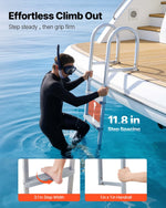VEVOR Removable Dock Ladder, 5 Steps, Aluminum Alloy Pontoon Boat Swim Ladder, with Non-Slip Wide PP Steps, 227 kg Weight Capacity, Quick Release Design, for Lake Swimming, Pool, Marine Boarding