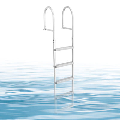 VEVOR Removable Dock Ladder, 5 Steps, Aluminum Alloy Pontoon Boat Swim Ladder, with Non-Slip Wide PP Steps, 227 kg Weight Capacity, Quick Release Design, for Lake Swimming, Pool, Marine Boarding