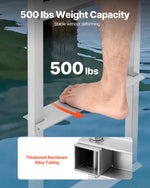 VEVOR Removable Dock Ladder, 4 Steps, Aluminum Alloy Pontoon Boat Swim Ladder, with Non-Slip Wide Steps, 227 kg Weight Capacity, Quick Release Design, for Lake Swimming, Pool, Boat, Marine Boarding