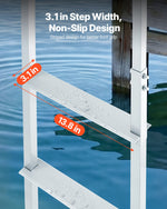VEVOR Removable Dock Ladder, 4 Steps, Aluminum Alloy Pontoon Boat Swim Ladder, with Non-Slip Wide Steps, 227 kg Weight Capacity, Quick Release Design, for Lake Swimming, Pool, Boat, Marine Boarding