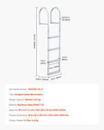 VEVOR Removable Dock Ladder, 4 Steps, Aluminum Alloy Pontoon Boat Swim Ladder, with Non-Slip Wide PP Steps, 227 kg Weight Capacity, Quick Release Design, for Lake Swimming, Pool, Marine Boarding
