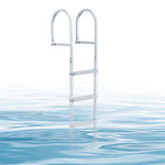 VEVOR Removable Dock Ladder, 4 Steps, Aluminum Alloy Pontoon Boat Swim Ladder, with Non-Slip Wide PP Steps, 227 kg Weight Capacity, Quick Release Design, for Lake Swimming, Pool, Marine Boarding