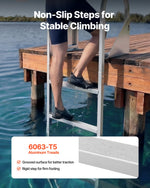 VEVOR Flip-Up Dock Ladder, 4-Step, Heavy-Duty Aluminum Alloy Pontoon Boat Swim Ladder