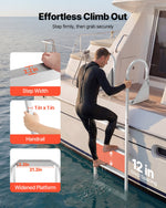 VEVOR Flip-Up Dock Ladder, 4-Step, Heavy-Duty Aluminum Alloy Pontoon Boat Swim Ladder