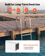VEVOR Flip-Up Dock Ladder, 4-Step, Heavy-Duty Aluminum Alloy Pontoon Boat Swim Ladder