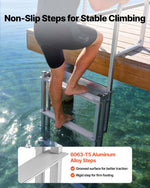 VEVOR Retractable Dock Ladder, 4 Steps, Aluminum Alloy Pontoon Boat Swim Ladder with Auto-Lift Float, Non-Slip Wide Steps, 227 kg Weight Capacity, Adjustable Height, for Lake Pool Marine Boarding
